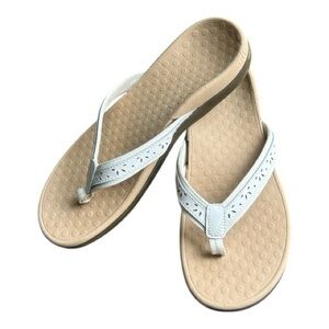 Vionic Casandra Leather Thong Sandals White Orthotic Comfort Women’s 10M
